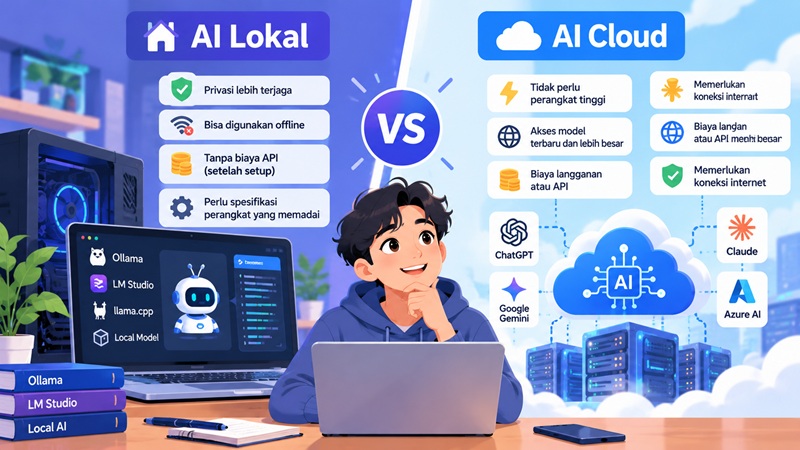 AI Lokal vs AI Cloud: Perbedaan, Biaya, Privasi, dan Performa
